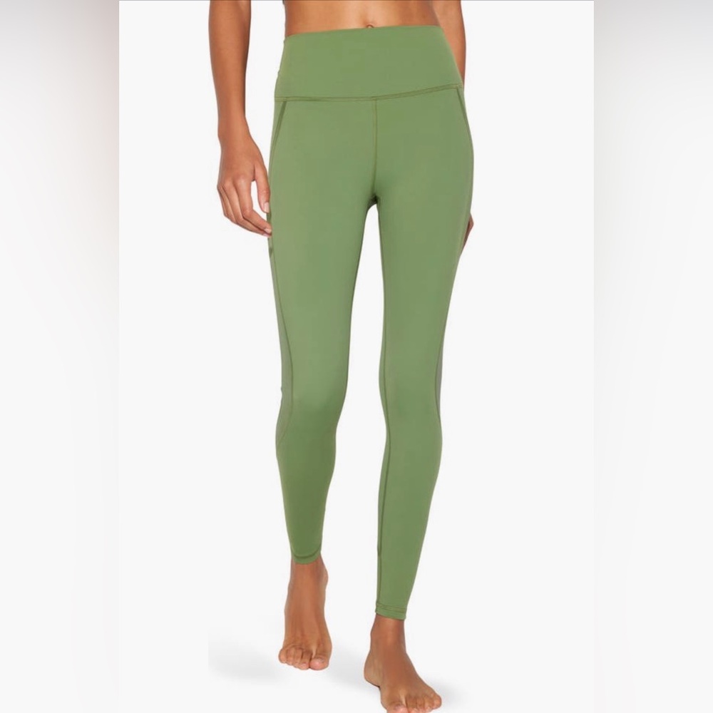 NWT Spiritual Gangster Nirvana Tech Leggings XL Green Mesh Panel 7/8 Yoga